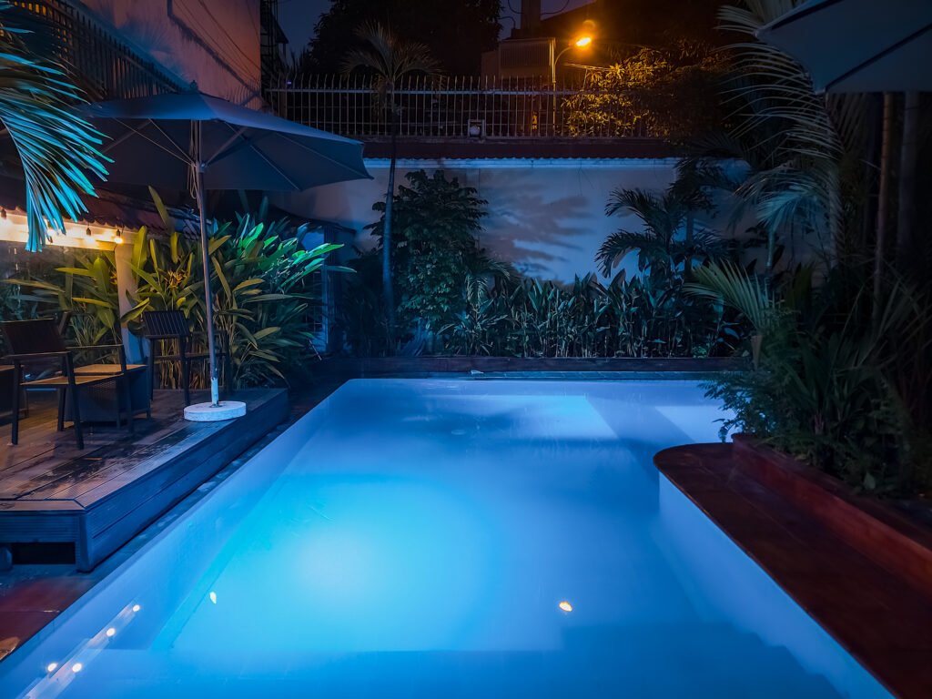 Signature Villa · swimming pool at night