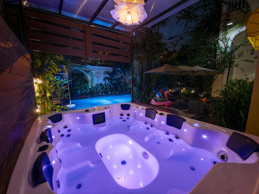 Signature Villa · Jacuzzi at night